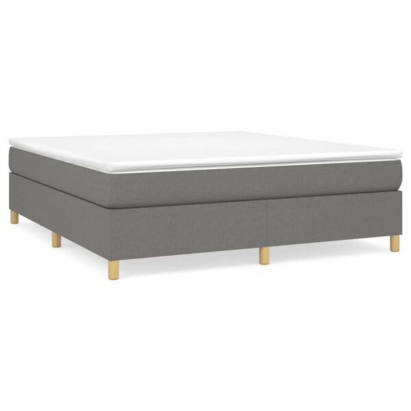 vidaXL Bed Frame Dark gray Polyester, Plywood, Engineered wood King