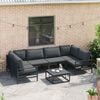 vidaXL Garden Sofa Set with Cushion 7 pcs Black Steel