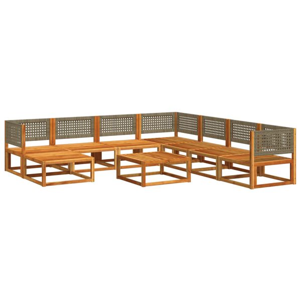 vidaXL Garden Sofa Set Grey Solid Acacia Wood Large Modular