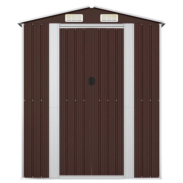 vidaXL Garden Shed Dark Brown Galvanized Steel Large Sliding Components