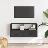 vidaXL TV Cabinet Black Engineered wood and metal Medium TV Cabinet