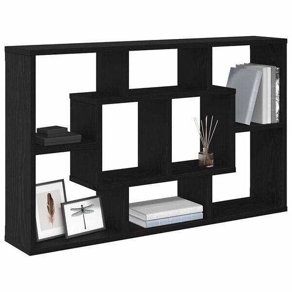 vidaXL Wall Shelf Black Oak 33.46 x 6.30 x 20.67 in Engineered Wood