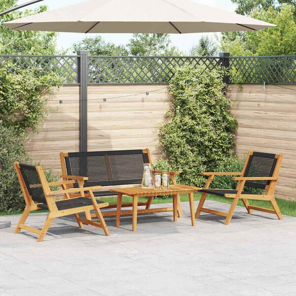 vidaXL Garden Chairs with Table 4 pcs Black 35.4" x 17.7" x 15.7