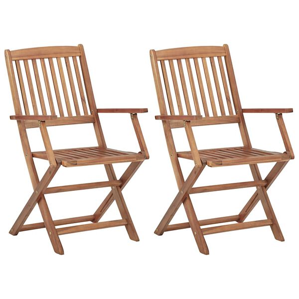 vidaXL Garden Chair Set of 2 Acacia wood with gray cushion
