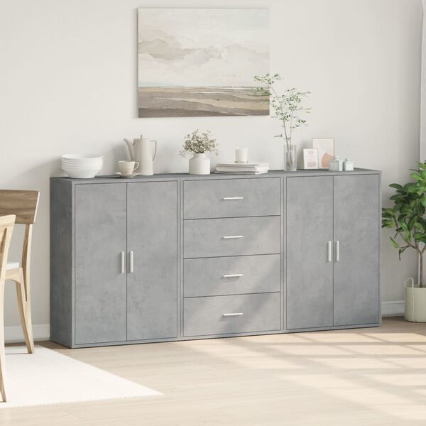 vidaXL Sideboard Concrete gray Engineered wood Medium Sideboard