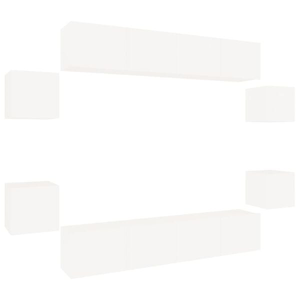 vidaXL TV Cabinet Set Set of 8 White Engineered Wood Standard