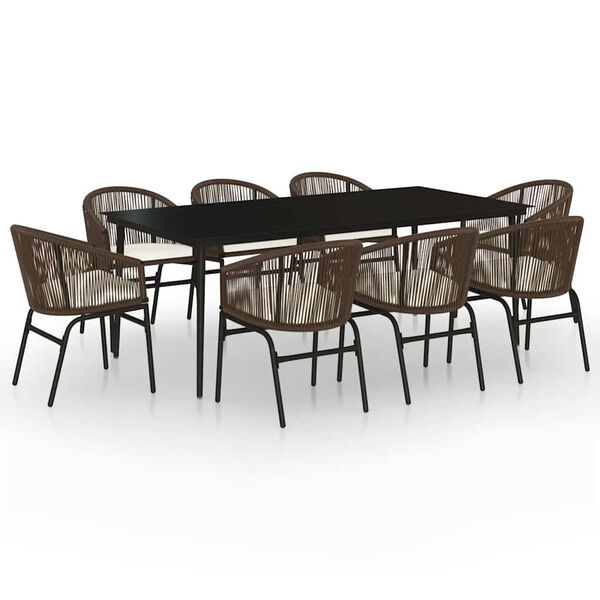 vidaXL 9 Piece Patio Dining Set Brown