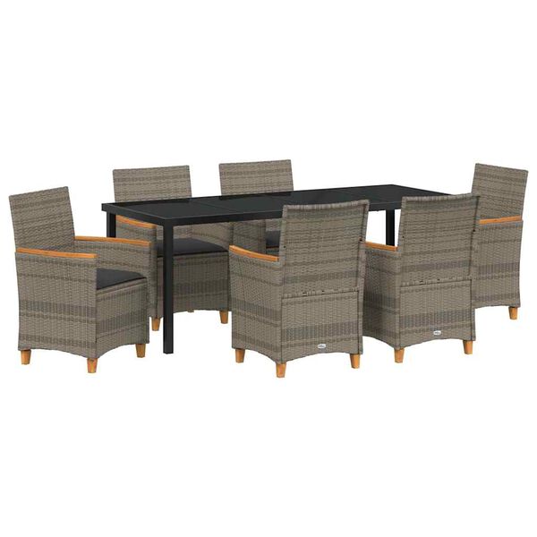 vidaXL Garden Dining Set 7 pcs Gray poly rattan