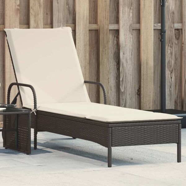 vidaXL Sun Lounger Black PE rattan, powder-coated steel Standard