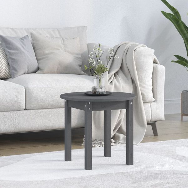 vidaXL Coffee Table Gray Solid Pine Wood Compact Simple Coffee Table