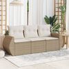 vidaXL Garden Sofa Set Beige Poly Rattan and Powder-Coated Steel 3-seater