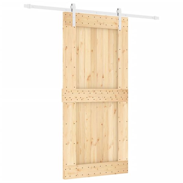 vidaXL Sliding Door with Hardware Set 37.4x82.7" Solid Wood Pine