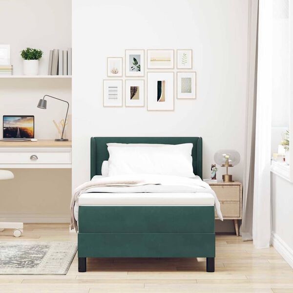 vidaXL Box Spring Bed Dark Green 78.74 x 35.43 in Polyester