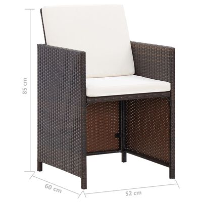 vidaXL 4 Piece Patio Chair and Stool Set Poly Rattan Brown