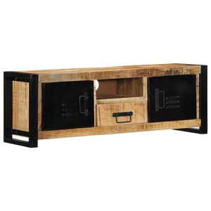 vidaXL TV Cabinet Black and Brown Solid rough mango wood, iron Medium