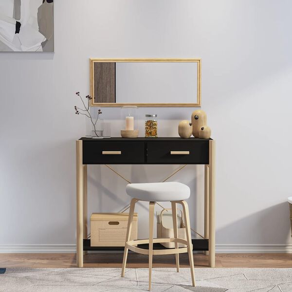 vidaXL Console Table Black Engineered wood, Solid pinewood, Metal Medium