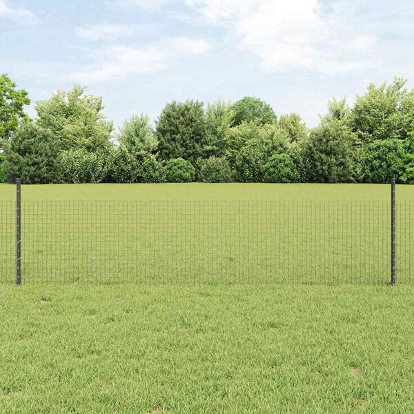 vidaXL Fence and Post Grey 1.64 x 82.02 ft Steel