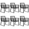 vidaXL Dining Set Black PVC rattan, powder-coated steel, glass