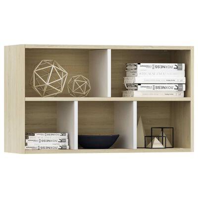 vidaXL Book Cabinet/Sideboard White and Sonoma Oak 19.7"x9.8"x31.5"