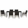 vidaXL Garden Dining Set with Cushion 7 pcs Grey Poly Rattan