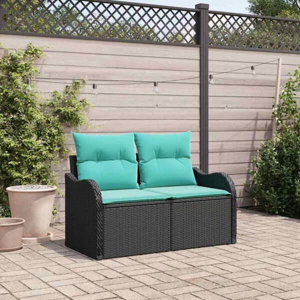 vidaXL Garden Sofa with Cushion 47.64 x 24.41 x 27.17 in Poly Rattan