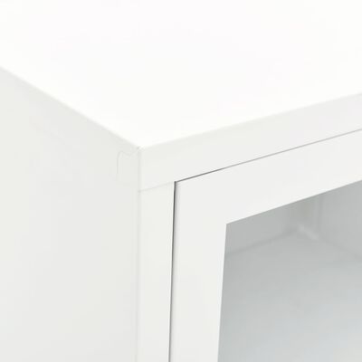 vidaXL TV Stand White 35.4"x11.8"x17.3" Steel and Glass