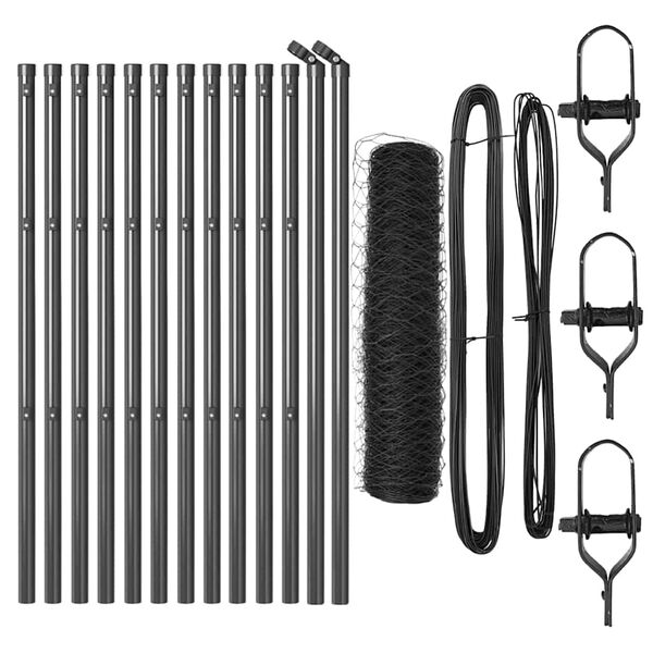 vidaXL Fence with Posts Gray 0.6 x 25 m PVC-coated steel