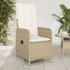 vidaXL Reclining Garden Chair Beige PE Rattan, Powder-Coated Steel Medium