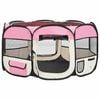 vidaXL Dog Playpen Pink and cream Polyester 49.2 in x 49.2 in x 24.0 in