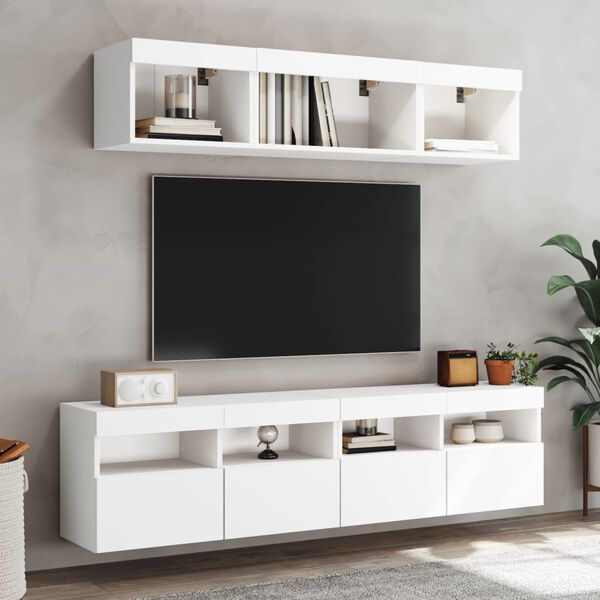 vidaXL 5 Piece TV Wall Units with LED White Engineered Wood