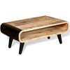 vidaXL Coffee Table Brown and black Solid rough mango wood and iron Medium
