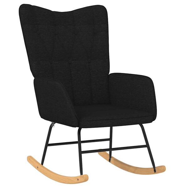vidaXL Rocking Chair Black Fabric (100% polyester), solid rubber wood, steel