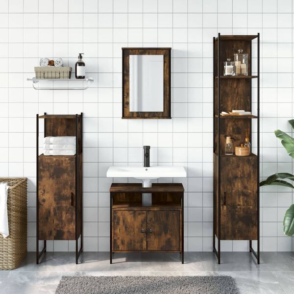vidaXL Bathroom Furniture Set Smoked Oak