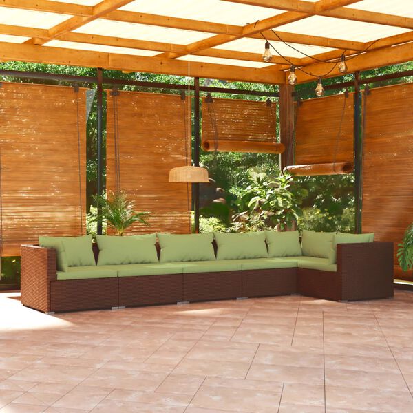 vidaXL Garden Lounge Set Brown, Green