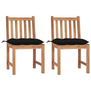 vidaXL Patio Chair Set of 2 Teak Solid Teak Wood, Polyester Standard