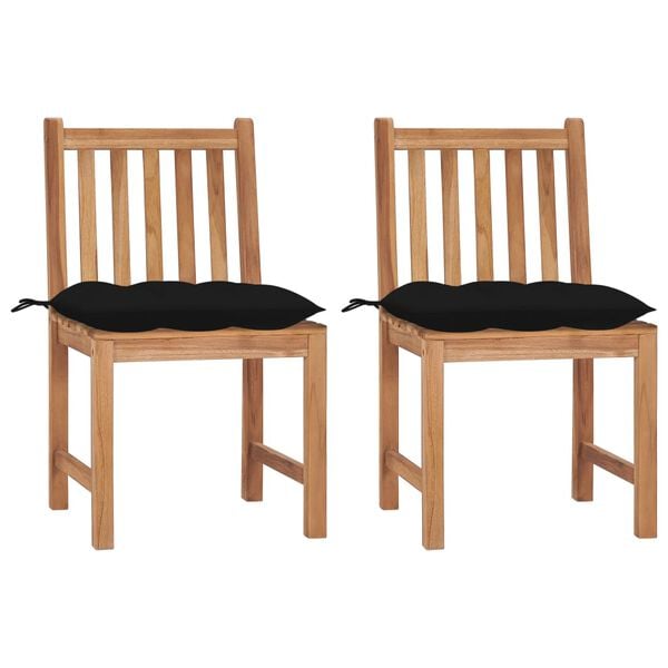 vidaXL Patio Chair Set of 2 Teak Solid Teak Wood, Polyester Standard