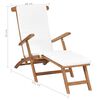 vidaXL Deck Chair Cream White, Teak Solid Teak Wood, Polyester Cushion