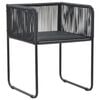 vidaXL Dining Set Black PVC rattan, Powder-Coated Steel, WPC, Aluminum