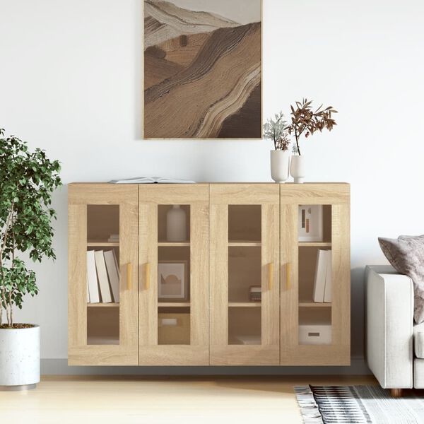vidaXL Wall Mounted Cabinet Set of 2 Sonoma Oak