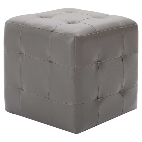 vidaXL Pouffe Grey Faux Leather 11.8x11.8x11.8 in Pouffe Cubic