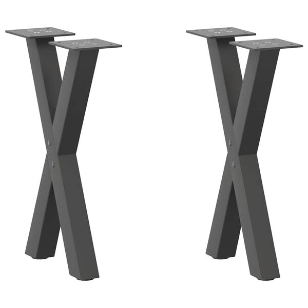 vidaXL Coffee Table Leg Set of 2 Anthracite Steel Medium Levelers