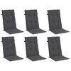 vidaXL Highback Chair Cushion Set of 6 Melange Anthracite 100% polyester