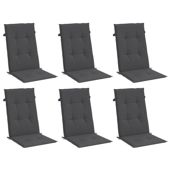 vidaXL Highback Chair Cushion Set of 6 Melange Anthracite 100% polyester
