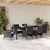 vidaXL Garden Dining Set with Cushion 7 pcs Black Poly Rattan