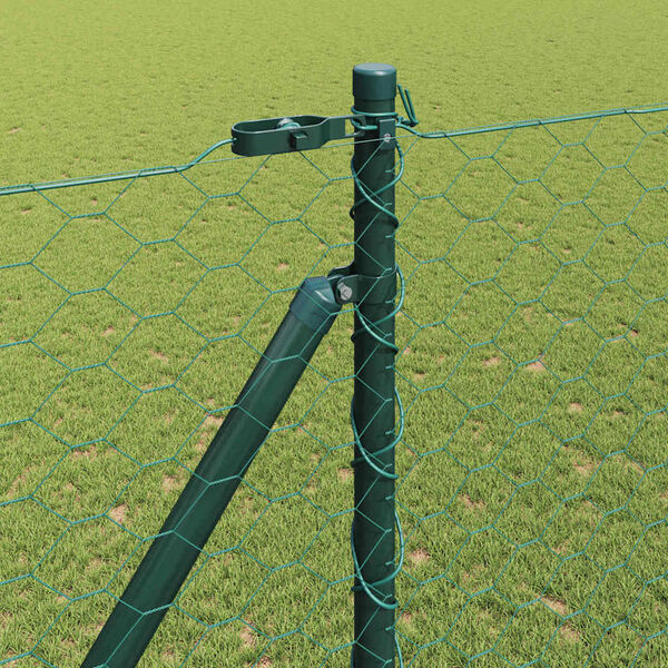 vidaXL Fence Post Green 164.04 x 5.25 ft (1.97 in mesh) Steel and PVC