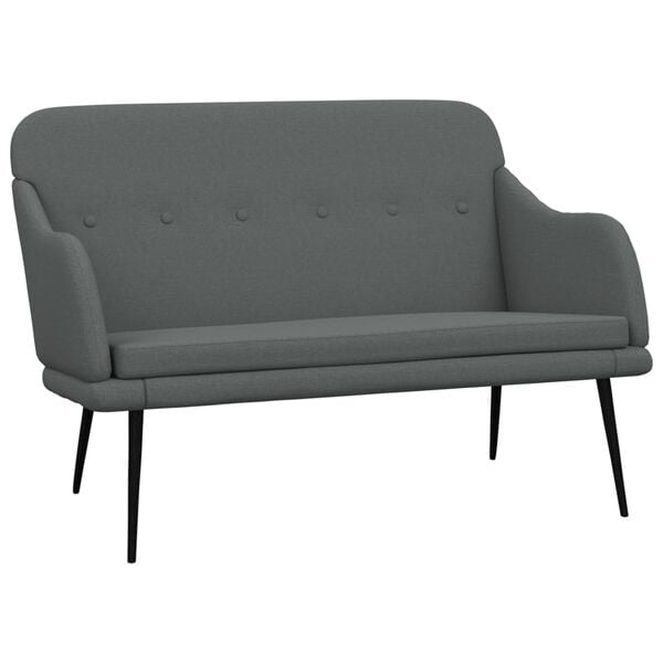 vidaXL Bench Dark grey 100% polyester fabric, metal, plywood, foam