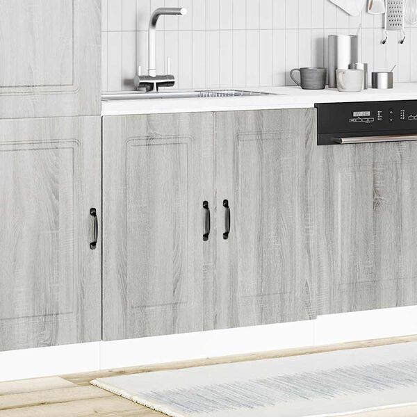 vidaXL Sink Base Cabinet Grey Sonoma Engineered Wood Adjustable Feet
