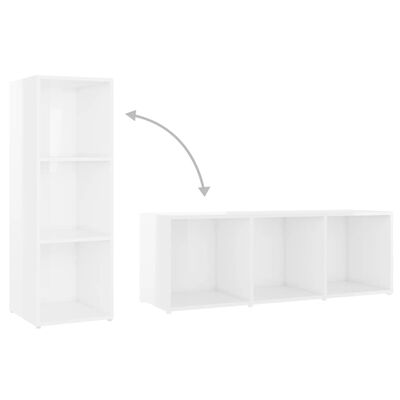 vidaXL TV Cabinets 2 pcs High Gloss White 42.1"x14"x15" Chipboard