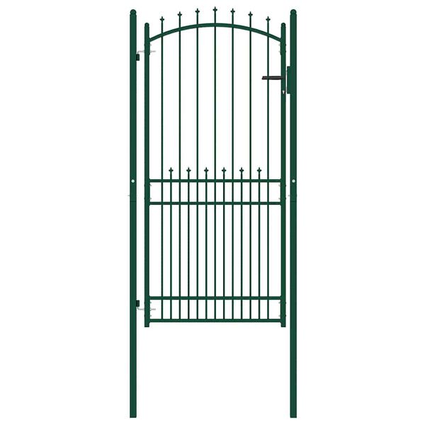vidaXL Fence Gate with Spikes Steel 39.4x78.7" Green