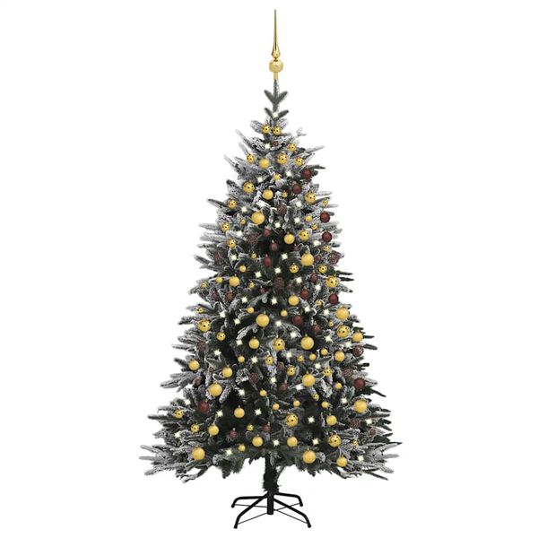 vidaXL Artificial Christmas Tree Green, Shiny Gold, Matt Gold, Bronze